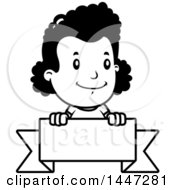 Retro Black And White Black And White African American Girl Over A Blank Ribbon Banner