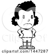 Clipart Of A Retro Black And White Angry African American Girl In Shorts With Hands On Her Hips Royalty Free Vector Illustration