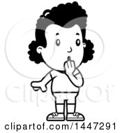 Clipart Of A Retro Black And White Surprised Gasping African American Girl In Shorts Royalty Free Vector Illustration