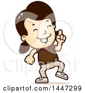 Clipart Of A Retro Caucasian Girl Doing A Happy Dance Royalty Free Vector Illustration