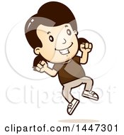 Clipart Of A Retro Caucasian Girl Jumping Royalty Free Vector Illustration