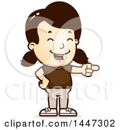 Clipart Of A Retro Caucasian Girl Laughing And Pointing Royalty Free Vector Illustration