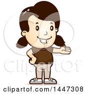 Clipart Of A Retro Caucasian Girl Presenting Royalty Free Vector Illustration