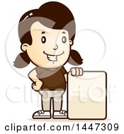 Poster, Art Print Of Retro Caucasian Girl With A Blank Sign