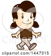 Clipart Of A Retro Caucasian Girl Walking Royalty Free Vector Illustration by Cory Thoman
