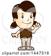 Clipart Of A Retro Caucasian Girl Waving Royalty Free Vector Illustration by Cory Thoman