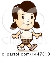Clipart Of A Retro Caucasian Girl Walking In Shorts Royalty Free Vector Illustration by Cory Thoman