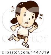 Retro Tired Caucasian Girl Running In Shorts