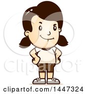 Clipart Of A Retro Proud Caucasian Girl In Shorts Royalty Free Vector Illustration by Cory Thoman
