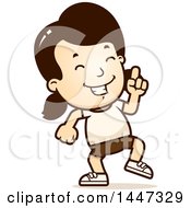 Clipart Of A Retro Caucasian Girl In Shorts Doing A Happy Dance Royalty Free Vector Illustration by Cory Thoman