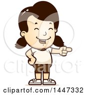 Retro Caucasian Girl In Shorts Laughing And Pointing