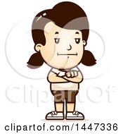 Clipart Of A Retro Bored Or Stubborn Caucasian Girl In Shorts Standing With Folded Arms Royalty Free Vector Illustration by Cory Thoman