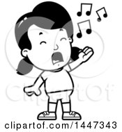 Poster, Art Print Of Black And White Retro Singing Girl In Shorts