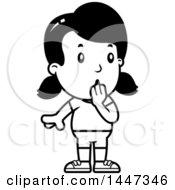 Clipart Of A Black And White Retro Surprised Gasping Girl In Shorts Royalty Free Vector Illustration