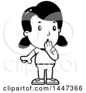 Clipart Of A Black And White Retro Surprised Gasping Girl Royalty Free Vector Illustration