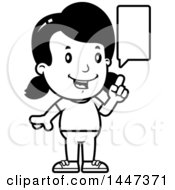 Clipart Of A Black And White Retro Girl Talking Royalty Free Vector Illustration