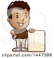Poster, Art Print Of Retro African American Boy With A Blank Sign