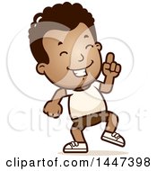 Clipart Of A Retro African American Boy In Shorts Doing A Happy Dance Royalty Free Vector Illustration