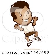 Retro African American Boy Jumping In Shorts