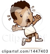 Poster, Art Print Of Retro African American Boy In Shorts Running Scared