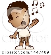 Clipart Of A Retro Singing African American Boy In Shorts Royalty Free Vector Illustration