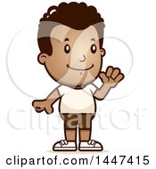 Poster, Art Print Of Retro Waving African American Boy In Shorts