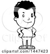 Clipart Of A Retro Black And White Proud African American Boy Royalty Free Vector Illustration