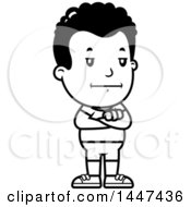 Clipart Of A Retro Black And White African American Boy In Shorts Royalty Free Vector Illustration