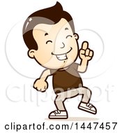 Clipart Of A Retro White Boy Doing A Happy Dance Royalty Free Vector Illustration