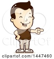 Clipart Of A Retro White Boy Laughing And Pointing Royalty Free Vector Illustration