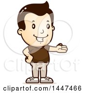 Clipart Of A Retro White Boy Presenting Royalty Free Vector Illustration by Cory Thoman