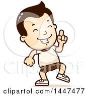 Clipart Of A Retro White Boy In Shorts Doing A Happy Dance Royalty Free Vector Illustration by Cory Thoman