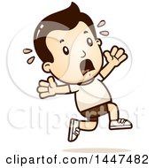 Poster, Art Print Of Retro White Boy In Shorts Running Scared