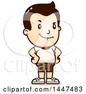 Clipart Of A Retro Proud White Boy In Shorts Royalty Free Vector Illustration