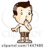 Clipart Of A Retro Surprised Gasping White Boy In Shorts Royalty Free Vector Illustration