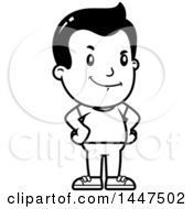 Clipart Of A Retro Black And White Proud Boy Royalty Free Vector Illustration