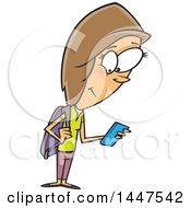 Clipart Of A Cartoon Caucasian Teenage School Girl Using A Smart Phone Royalty Free Vector Illustration by toonaday