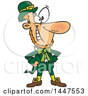 Cartoon Confident St Patricks Day Leprechaun Grinning And Standing With Hands On His Hips