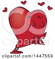 Poster, Art Print Of Cartoon Heart Mascot Character Puckered Up For A Kiss