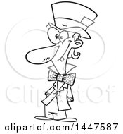 Cartoon Black And White Lineart Grinning Hatter