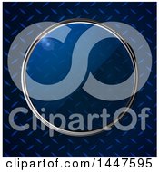 Clipart Of A Metallic Framed Glass Lense Over A Metal Diamond Plate Texture Royalty Free Vector Illustration by elaineitalia