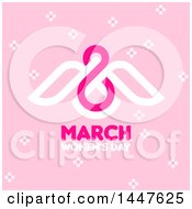 Poster, Art Print Of Retro March 8th Dove International Womens Day Design With Flowers On Pink