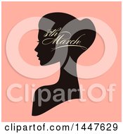 Clipart Of A Retro Silhouetted Lady With 8th March Text For International Womens Day On Pink Royalty Free Vector Illustration by elena