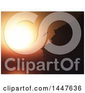 Clipart Of A 3d Woman Diving Off Of A Coast Cliff Into The Ocean At Sunset Royalty Free Illustration by KJ Pargeter