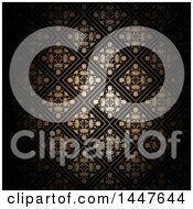 Poster, Art Print Of Golden Diamond Floral Pattern On Black