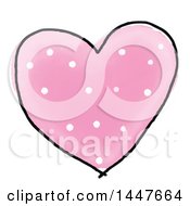 Poster, Art Print Of Pink Polka Dot Watercolor Painted Heart On A White Background