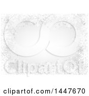 Clipart Of A Grayscale Winter Background Of Snowflakes And Grunge Royalty Free Vector Illustration