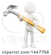 Clipart Of A 3d White Man Carpenter Carrying A Giant Hammer On A White Background Royalty Free Illustration by Texelart
