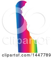Poster, Art Print Of Gradient Rainbow Map Of Delaware United States Of America