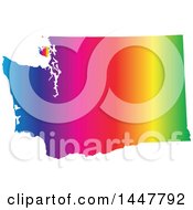 Poster, Art Print Of Gradient Rainbow Map Of Washington United States Of America